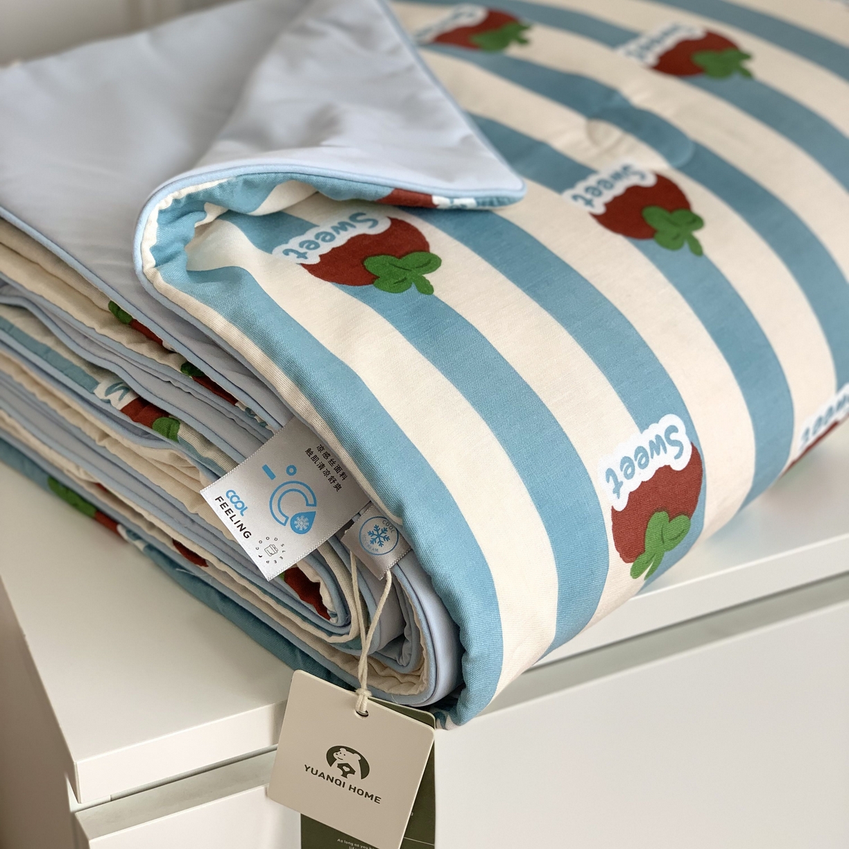 91家纺网 家纺一手货源 找家纺 源启生活 2026新品冰纱被 被子被芯 甜柿蓝