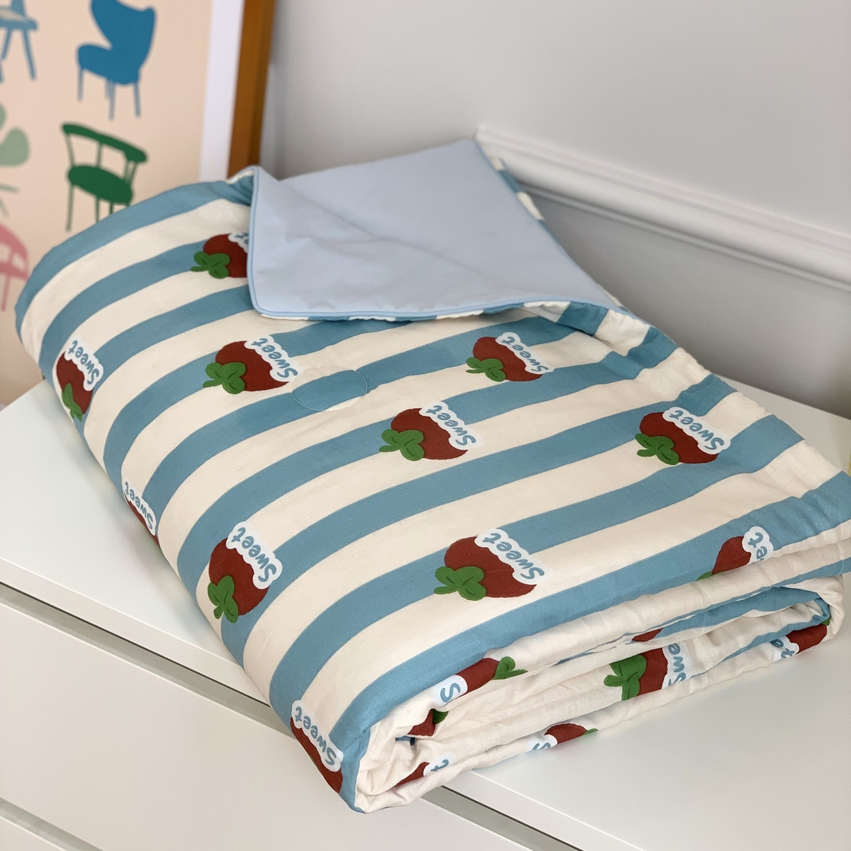 91家纺网 家纺一手货源 找家纺 源启生活 2026新品冰纱被 被子被芯 甜柿蓝