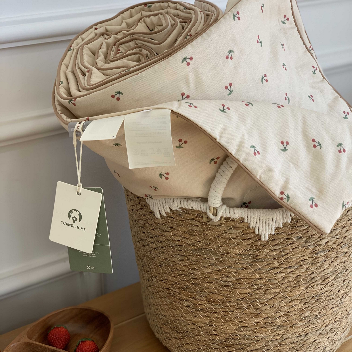 91家纺网 家纺一手货源 找家纺 源启生活 2026新款嵌绳夏被空调被 车厘子