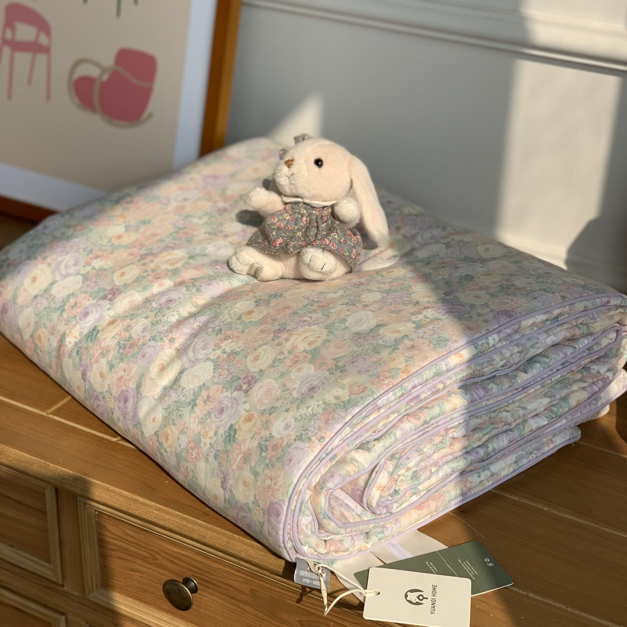 91家纺网 家纺一手货源 找家纺 源启生活 2026新款嵌绳夏被空调被 繁花