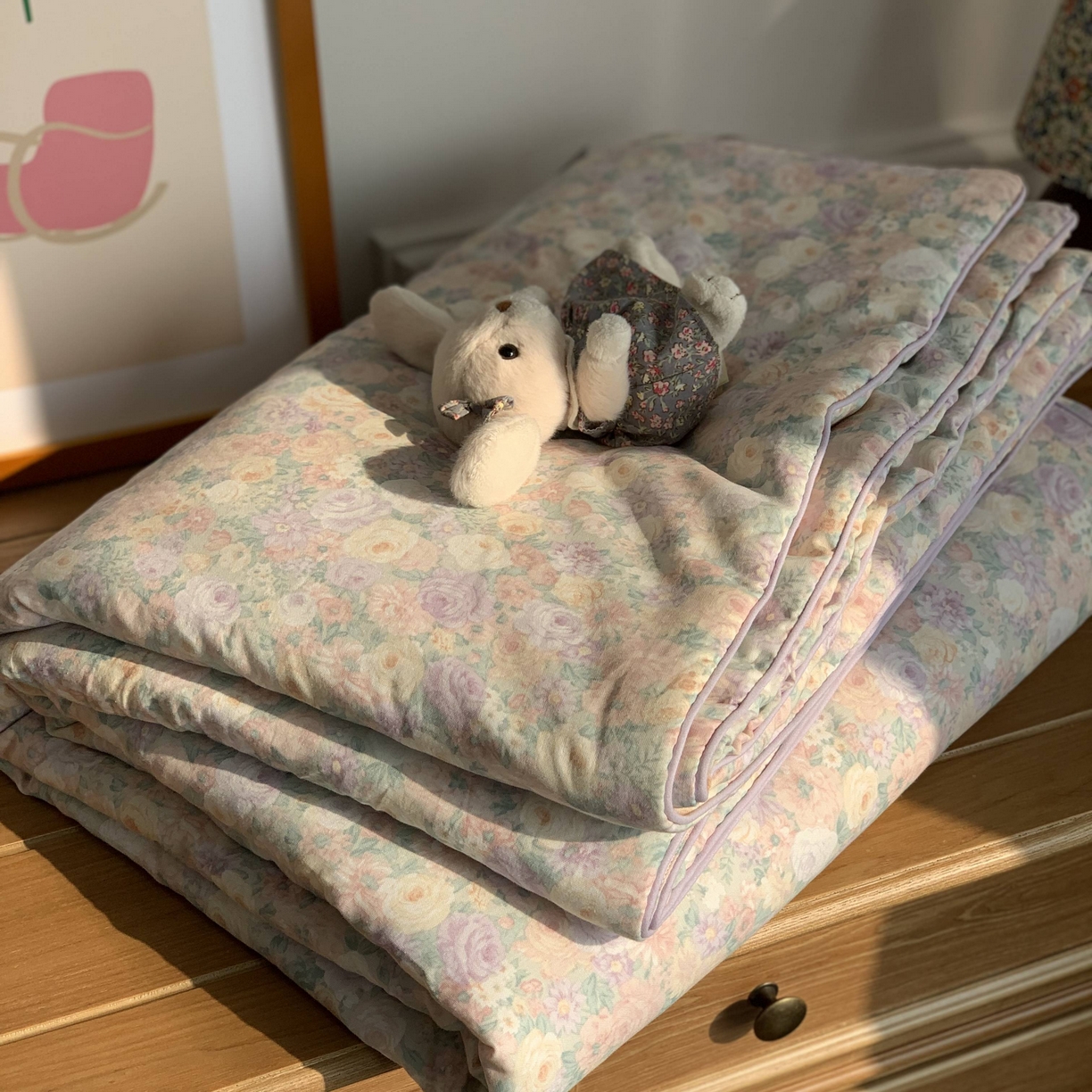 91家纺网 家纺一手货源 找家纺 源启生活 2026新款嵌绳夏被空调被 繁花