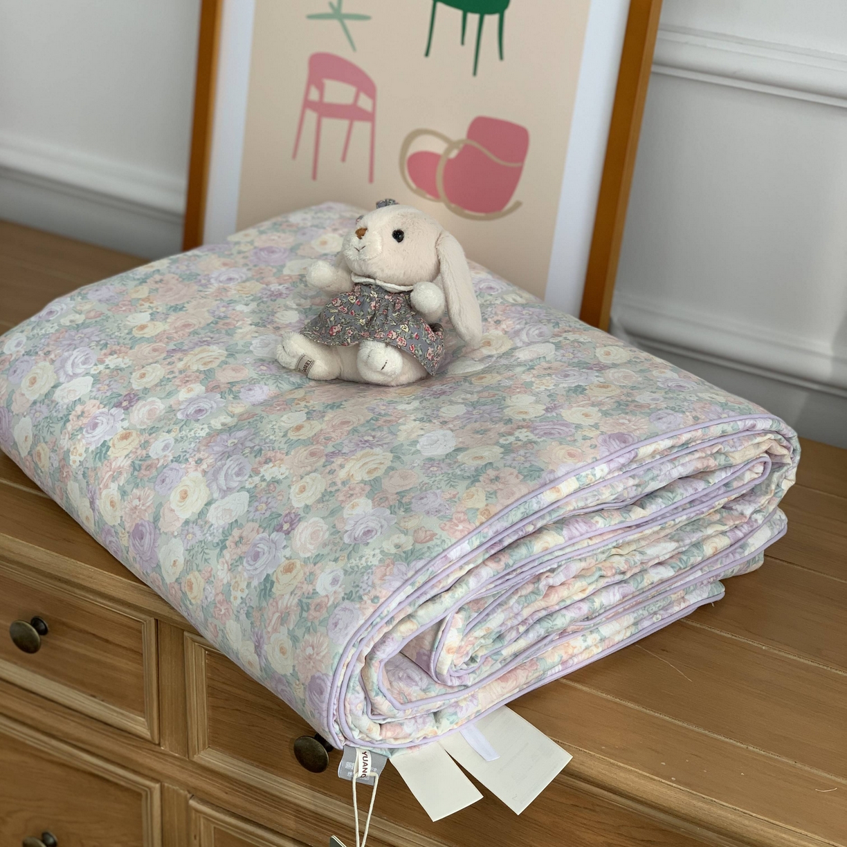 91家纺网 家纺一手货源 找家纺 源启生活 2026新款嵌绳夏被空调被 繁花