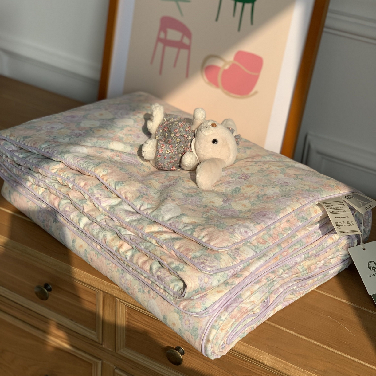 91家纺网 家纺一手货源 找家纺 源启生活 2026新款嵌绳夏被空调被 繁花