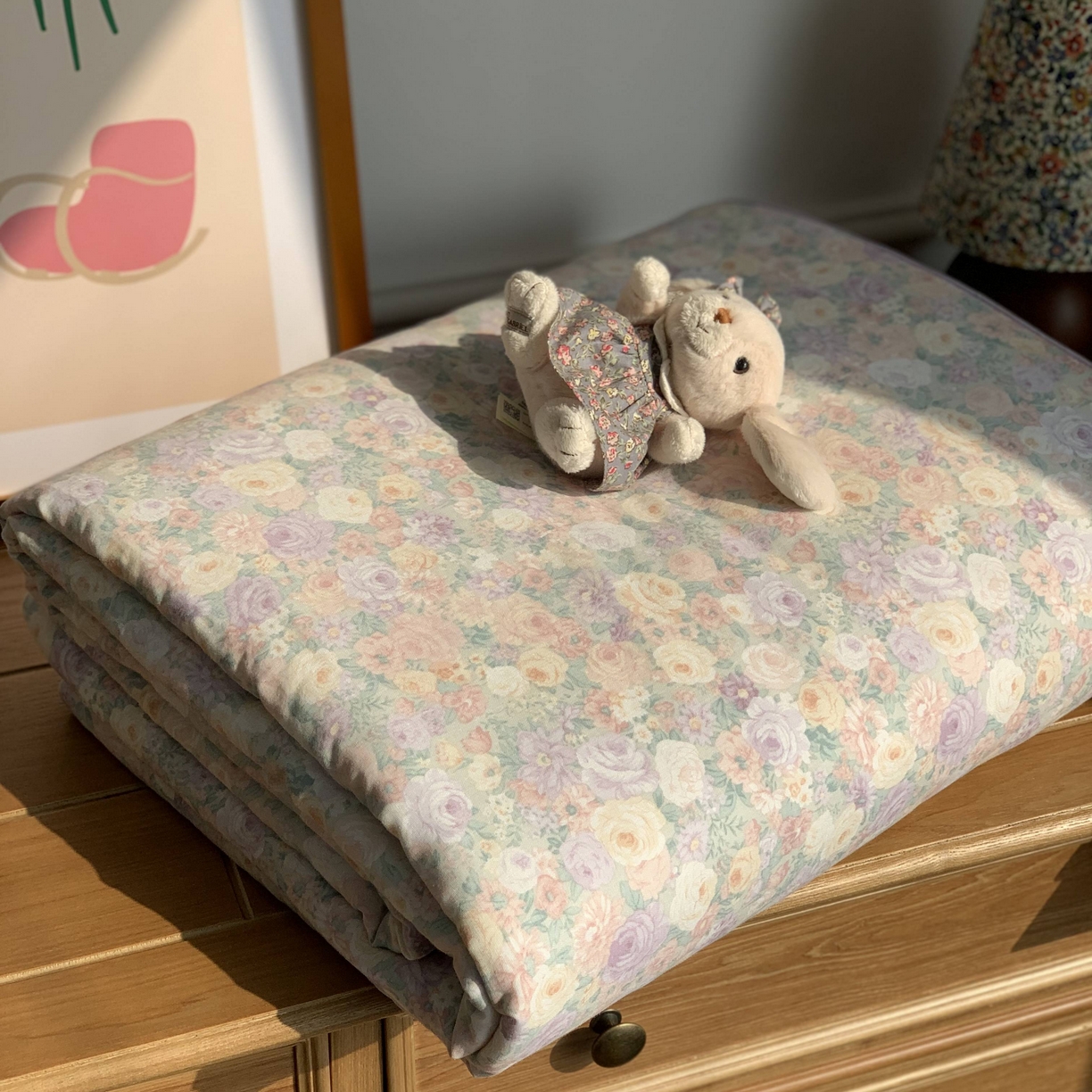 91家纺网 家纺一手货源 找家纺 源启生活 2026新款嵌绳夏被空调被 繁花