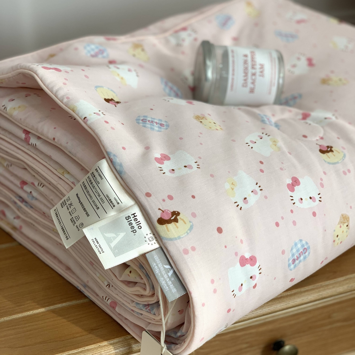 91家纺网 家纺一手货源 找家纺 源启生活 2026新款嵌绳夏被空调被 粉粉猫