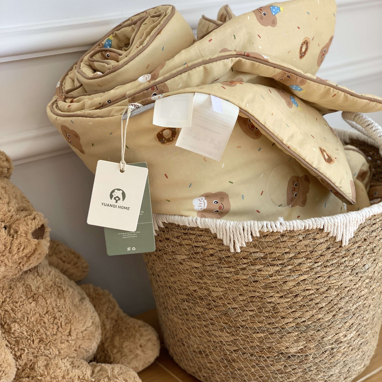 91家纺网 家纺一手货源 找家纺 源启生活 2026新款嵌绳夏被空调被 曲奇小熊