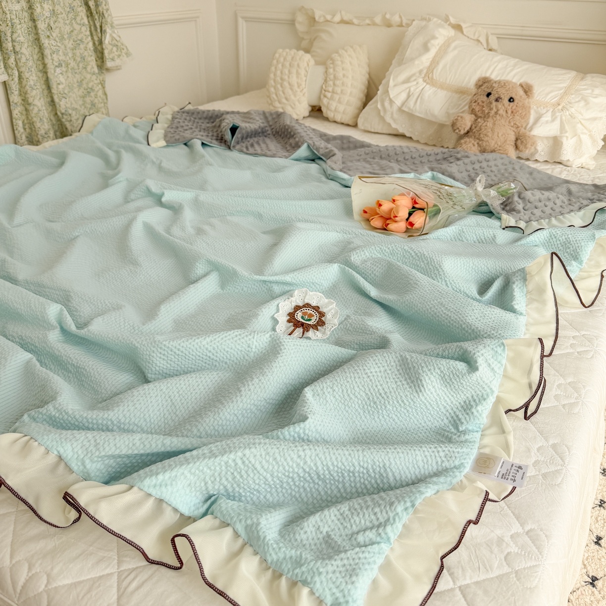 91家纺网 家纺一手货源 找家纺 潮邦创意家居 2025新款云柔棉立体嵌绳款小清新四件套 羽影流光