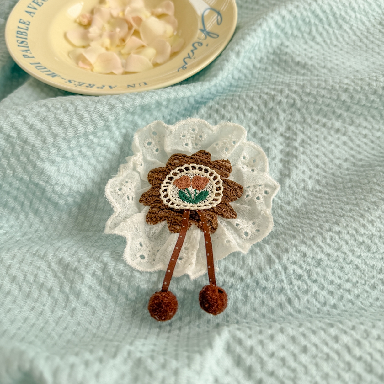 91家纺网 家纺一手货源 找家纺 潮邦创意家居 2026新款韩版花边奶芙豆豆夏被夏凉被空调被盖毯-纱雾时光系列 冰蓝气泡