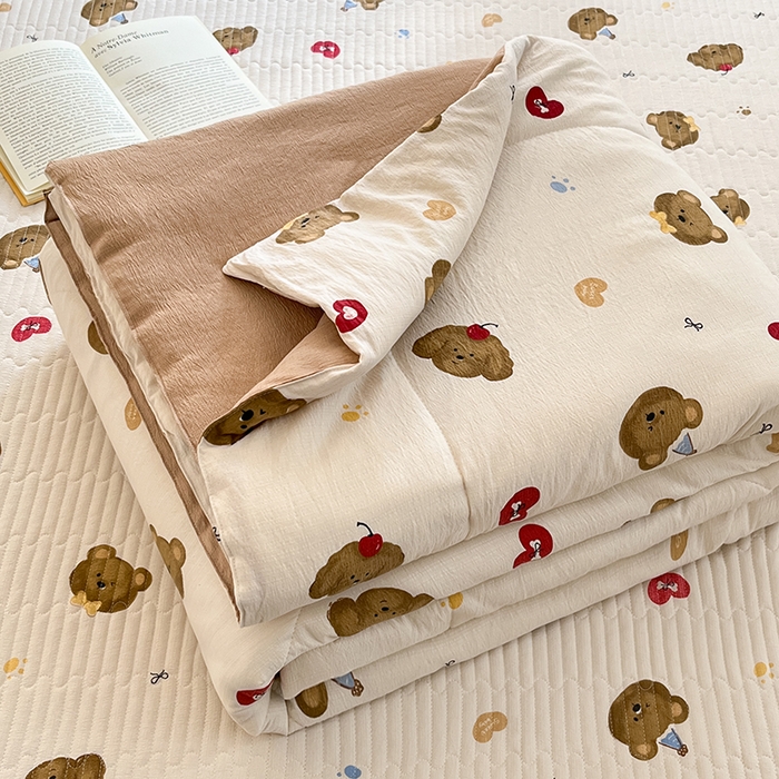 91家纺网 家纺一手货源 找家纺 （总）几禾 2026新款云感双层纱7A抗菌夏被四件套系列-栀夏系列