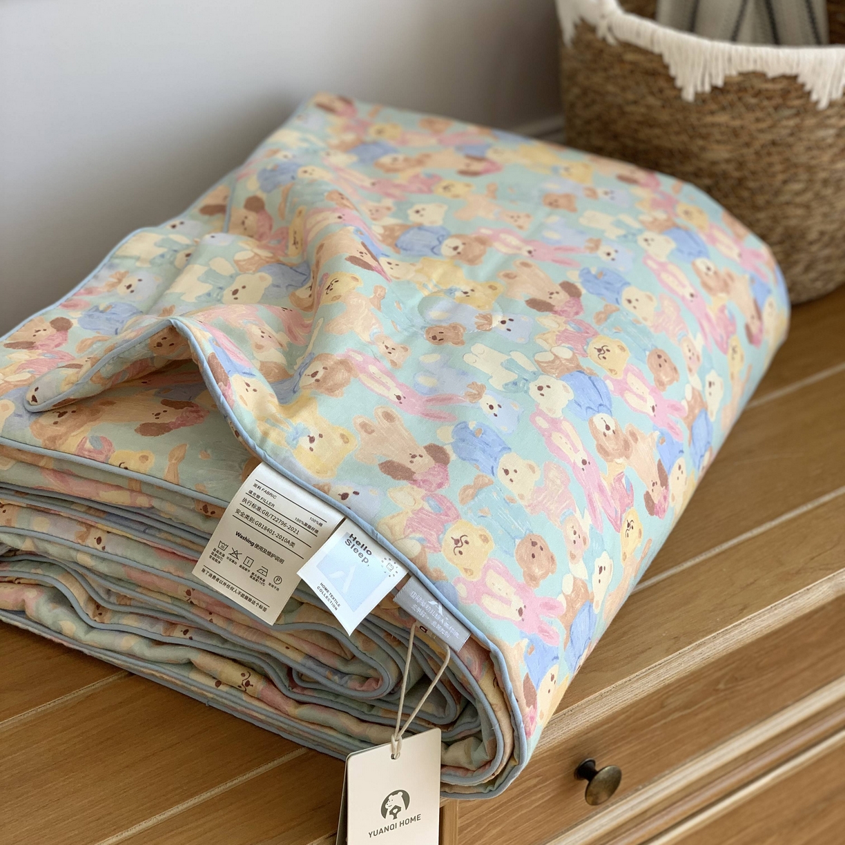 91家纺网 家纺一手货源 找家纺 源启生活 2026新款嵌绳夏被空调被 熊熊乐园