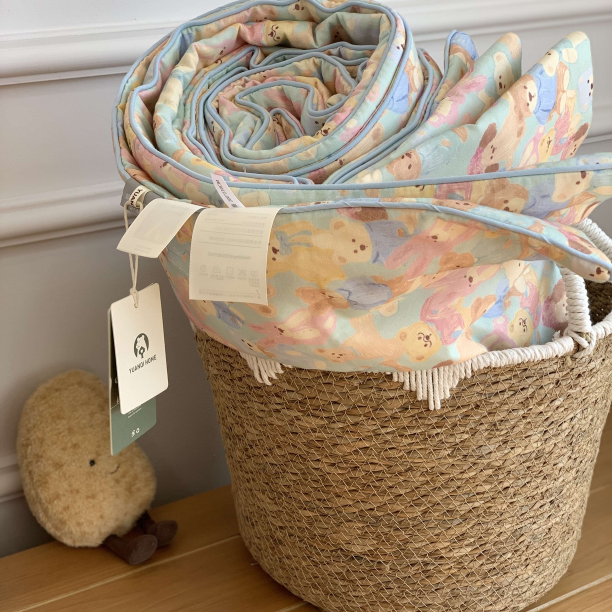 91家纺网 家纺一手货源 找家纺 源启生活 2026新款嵌绳夏被空调被 熊熊乐园