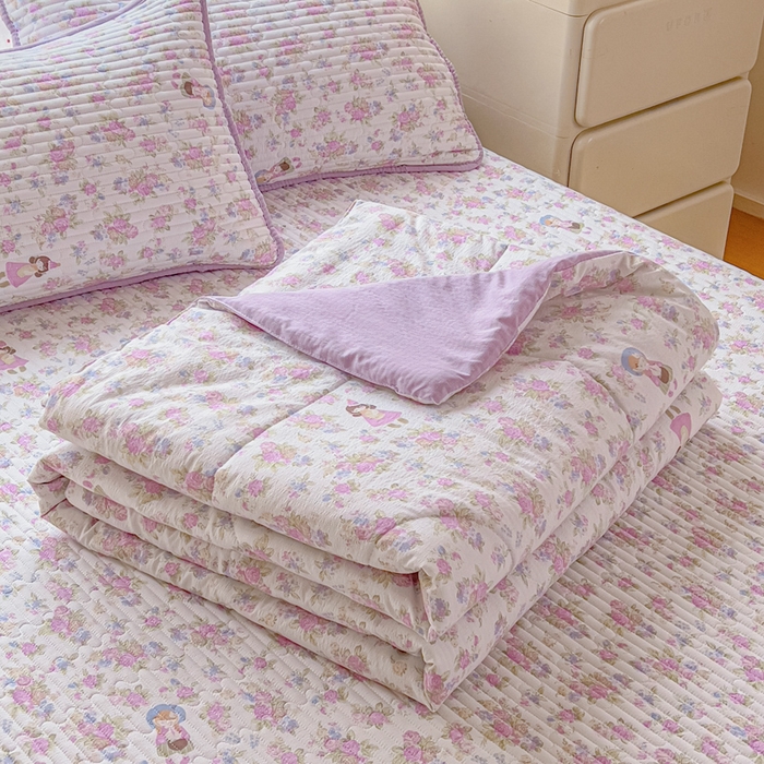 91家纺网 家纺一手货源 找家纺 （总）几禾 2026新款云感双层纱7A抗菌夏被四件套系列-栀夏系列