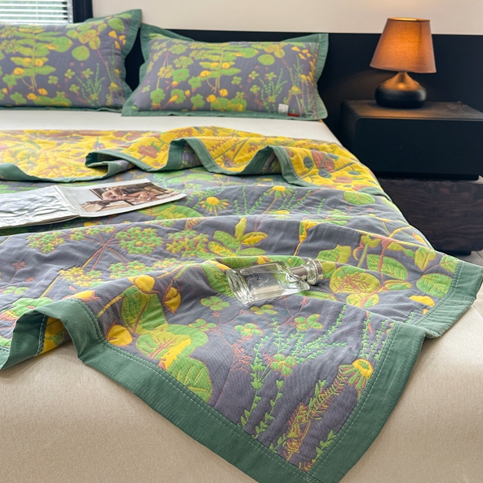 91家纺网 家纺一手货源 找家纺 七七家纺 2026新款新疆长绒棉盖毯 翠叶凝香