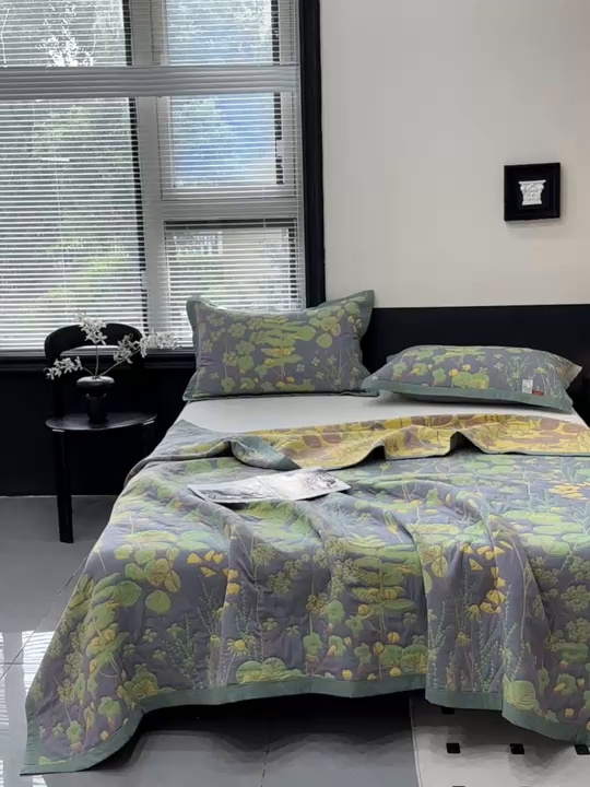 91家纺网 家纺一手货源 找家纺 七七家纺 2026新款新疆长绒棉盖毯 翠叶凝香