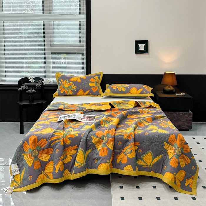 91家纺网 家纺一手货源 找家纺 七七家纺 2026新款新疆长绒棉盖毯 花间蝶语