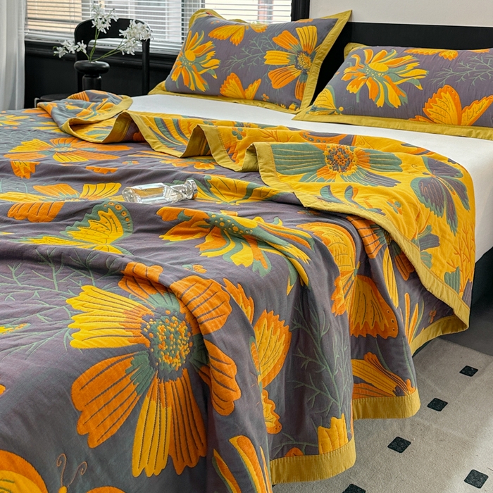 91家纺网 家纺一手货源 找家纺 七七家纺 2026新款新疆长绒棉盖毯 花间蝶语