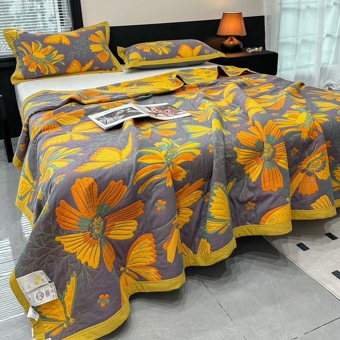 91家纺网 家纺一手货源 找家纺 七七家纺 2026新款新疆长绒棉盖毯 花间蝶语