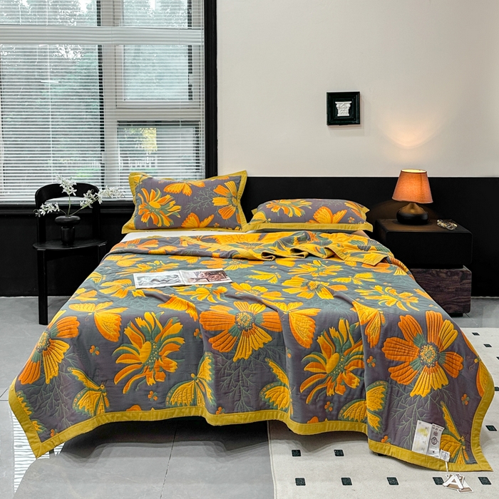 91家纺网 家纺一手货源 找家纺 七七家纺 2026新款新疆长绒棉盖毯 花间蝶语