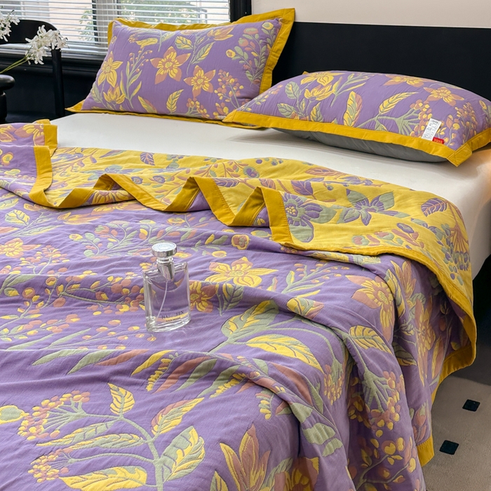 91家纺网 家纺一手货源 找家纺 七七家纺 2026新款新疆长绒棉盖毯 紫韵花妍