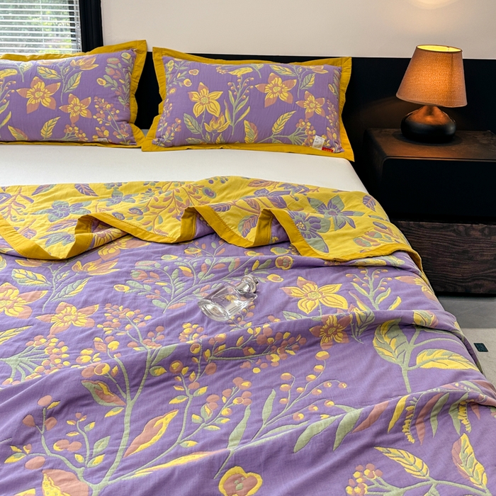 91家纺网 家纺一手货源 找家纺 七七家纺 2026新款新疆长绒棉盖毯 紫韵花妍