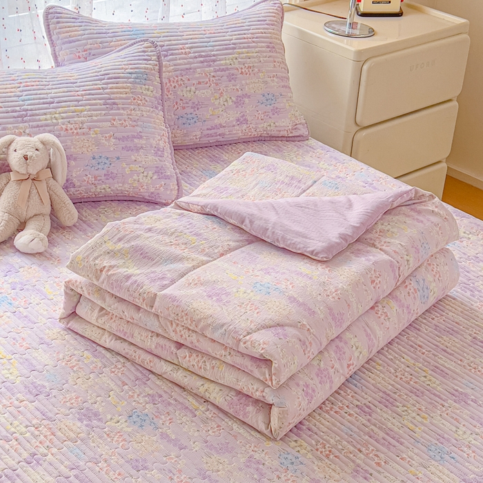 91家纺网 家纺一手货源 找家纺 （总）几禾 2026新款云感双层纱7A抗菌夏被四件套系列-栀夏系列