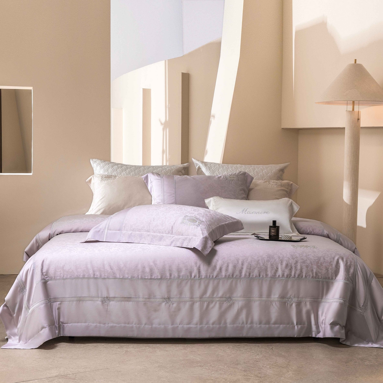 91家纺网 家纺一手货源 找家纺 馨蕊家居 2026春夏新款天丝棉提花刺绣四件套-丽笙 棉丽笙-婉若紫