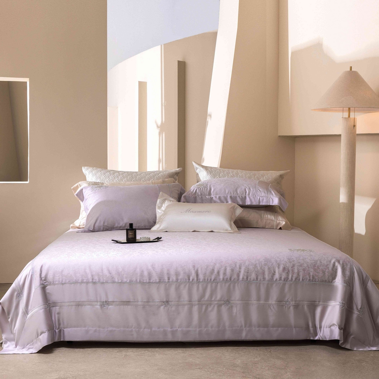 91家纺网 家纺一手货源 找家纺 馨蕊家居 2026春夏新款天丝棉提花刺绣四件套-丽笙 棉丽笙-婉若紫