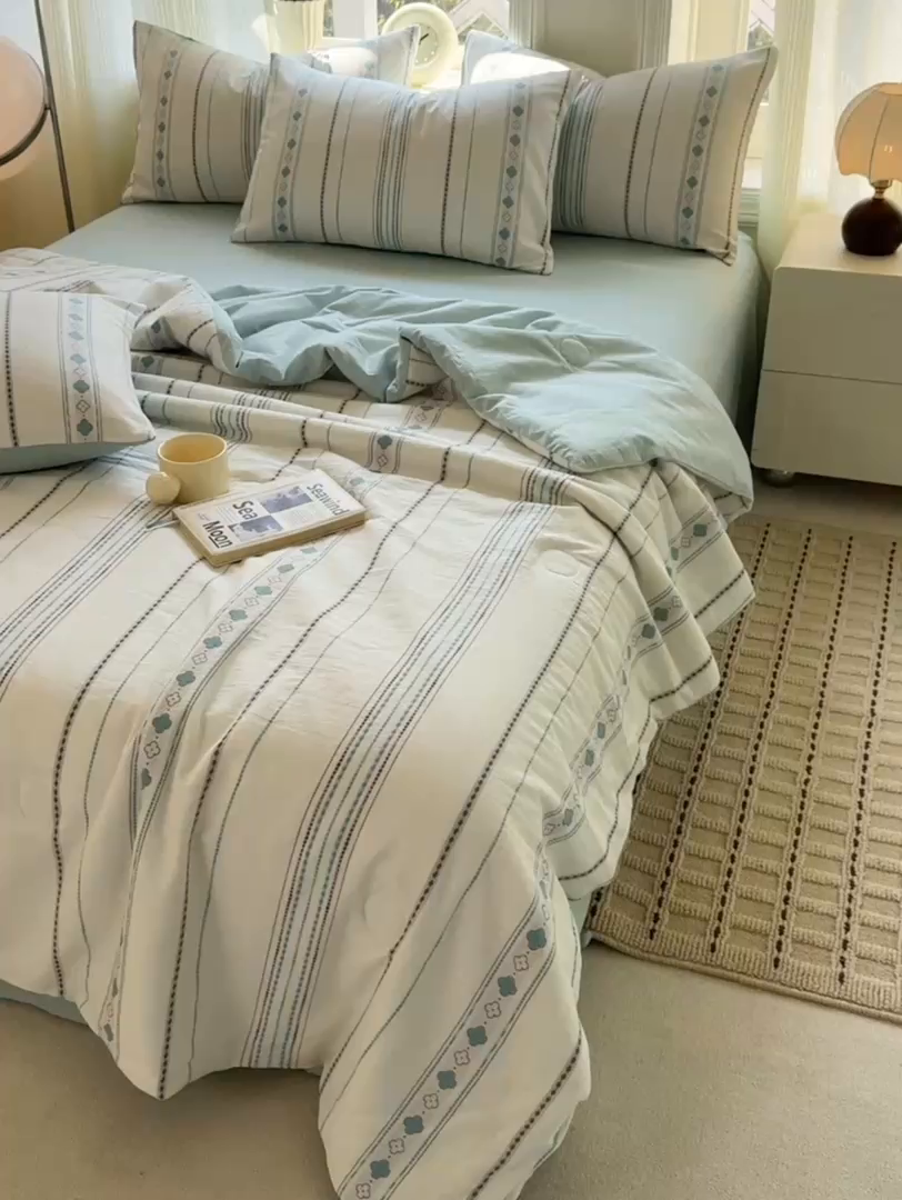 91家纺网 家纺一手货源 找家纺 （总）灰鲸 2026新款全棉色织提花夏被夏凉被空调被