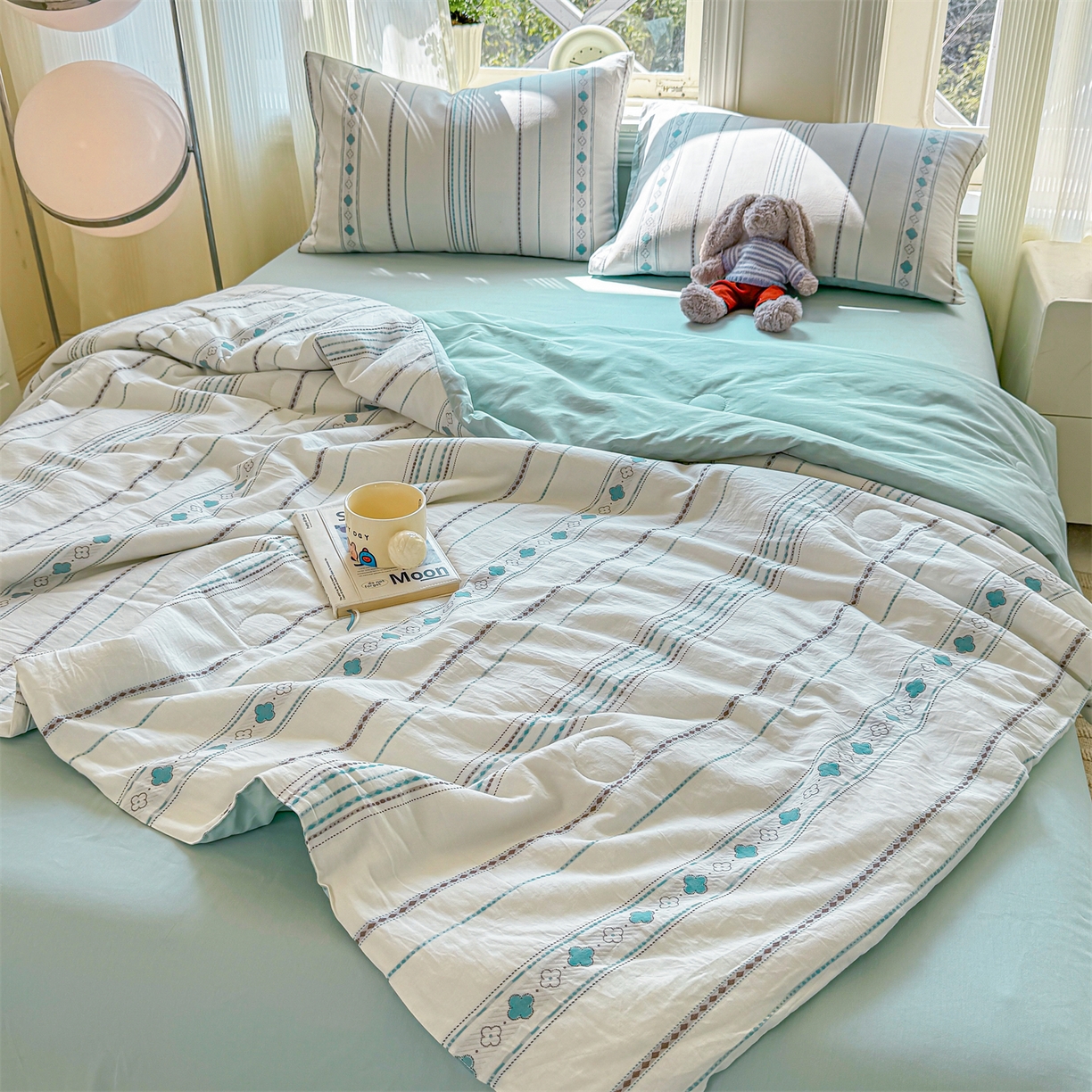 91家纺网 家纺一手货源 找家纺 （总）灰鲸 2026新款全棉色织提花夏被夏凉被空调被