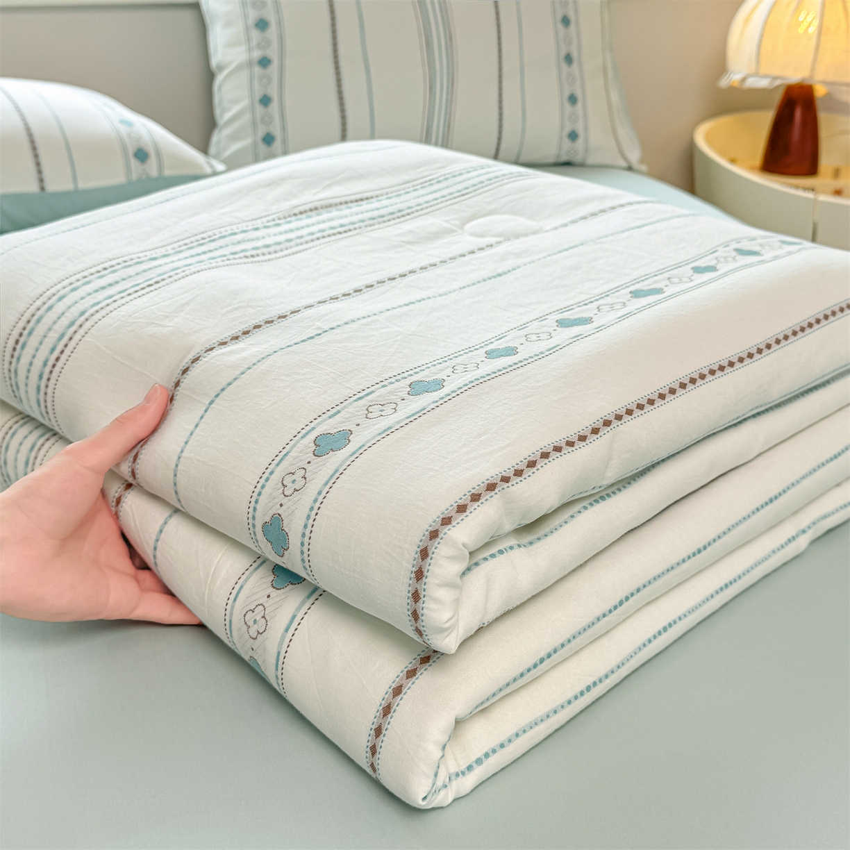 91家纺网 家纺一手货源 找家纺 （总）灰鲸 2026新款全棉色织提花夏被夏凉被空调被