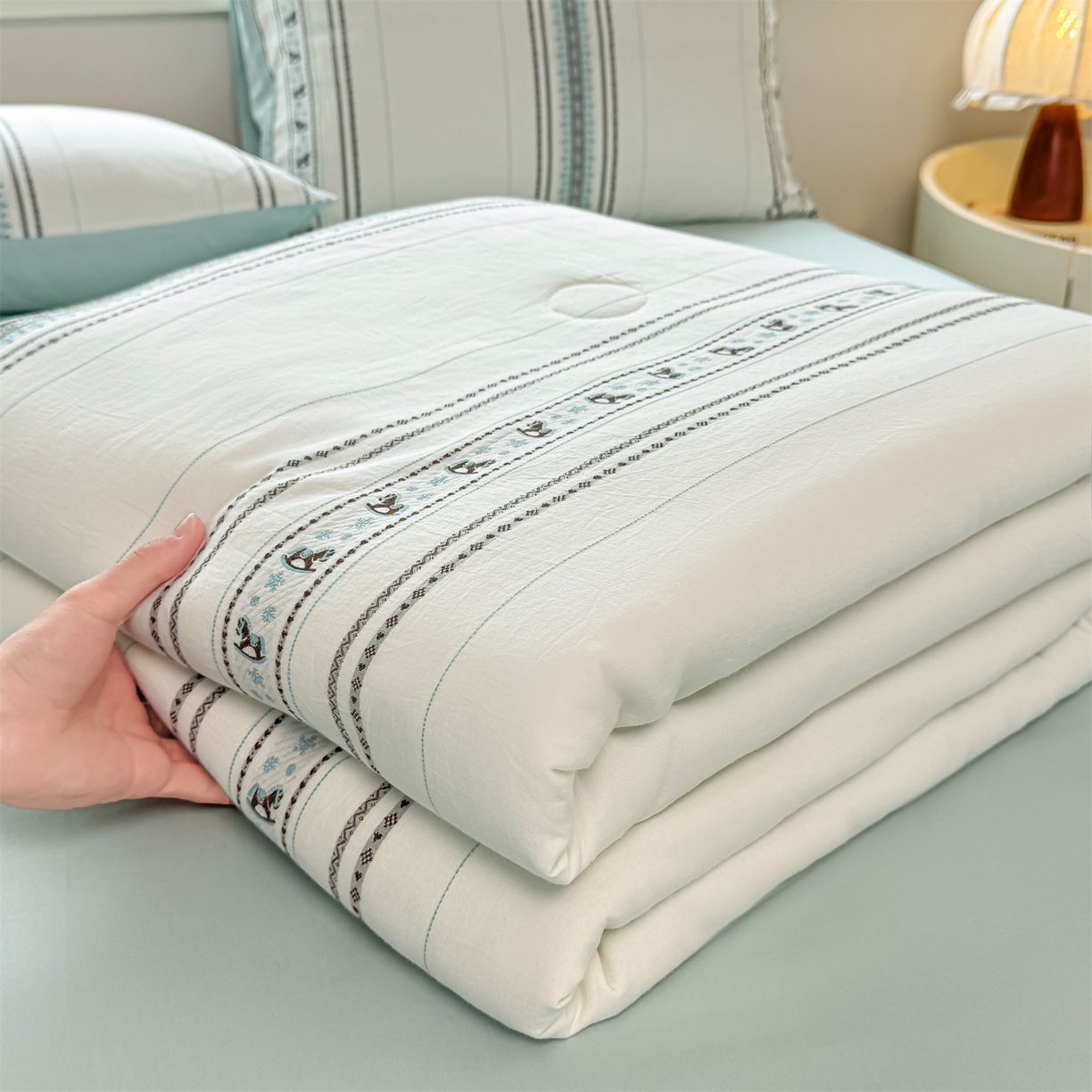 91家纺网 家纺一手货源 找家纺 （总）灰鲸 2026新款全棉色织提花夏被夏凉被空调被