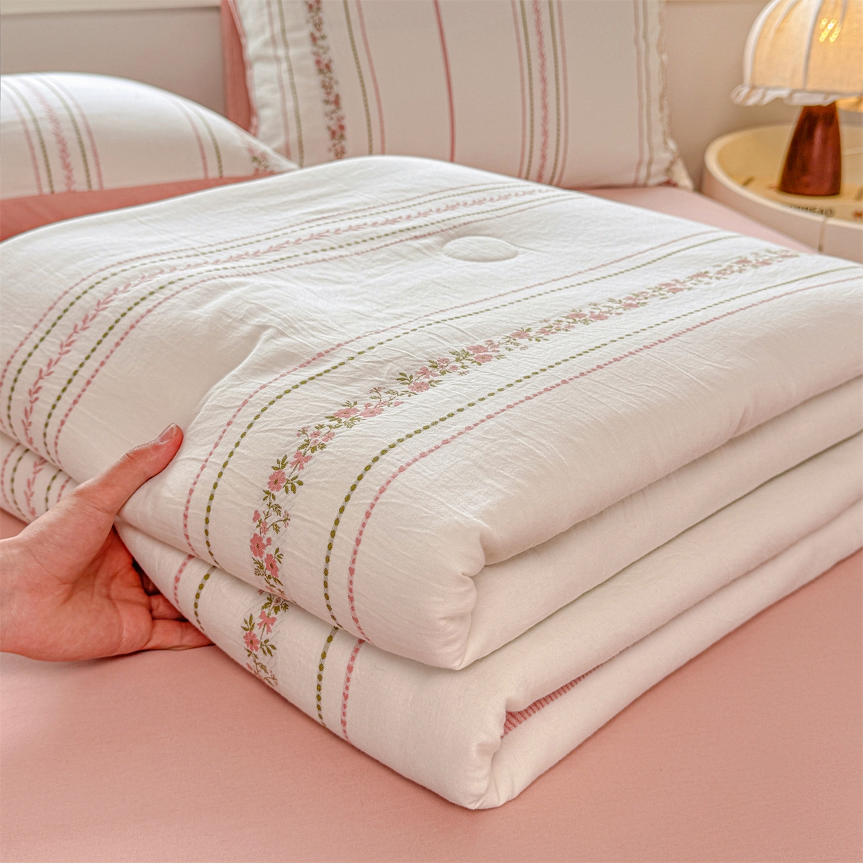 91家纺网 家纺一手货源 找家纺 （总）灰鲸 2026新款全棉色织提花夏被夏凉被空调被