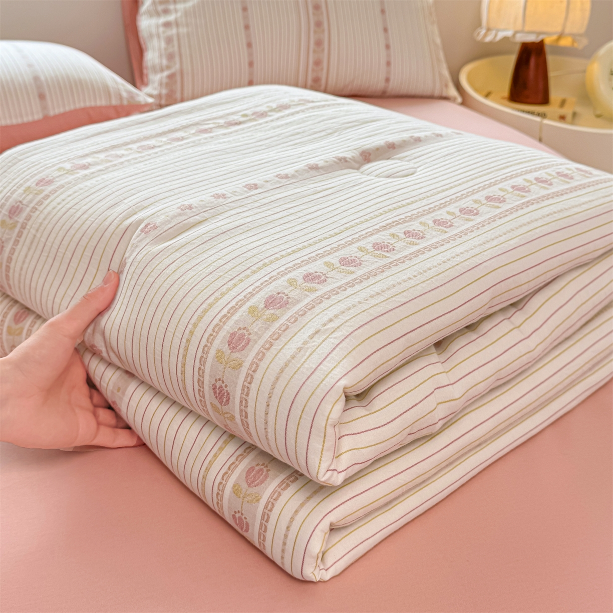 91家纺网 家纺一手货源 找家纺 （总）灰鲸 2026新款全棉色织提花夏被夏凉被空调被