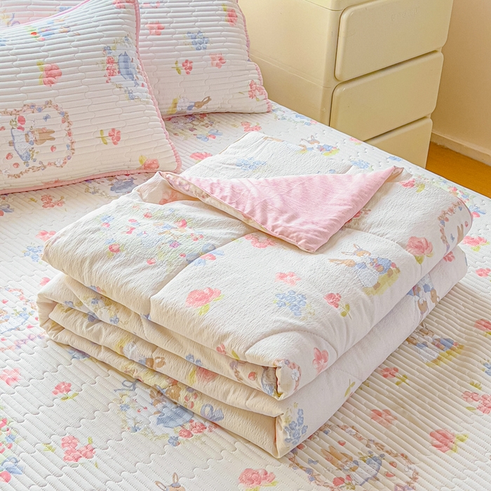 几禾 2026新款云感双层纱7A抗菌夏被四件套系列-栀夏系列 栀夏-镜子里的兔