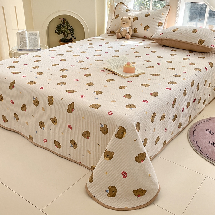 91家纺网 家纺一手货源 找家纺 几禾 2026新款云感双层纱7A抗菌夏被四件套系列-栀夏系列 栀夏-快乐小熊