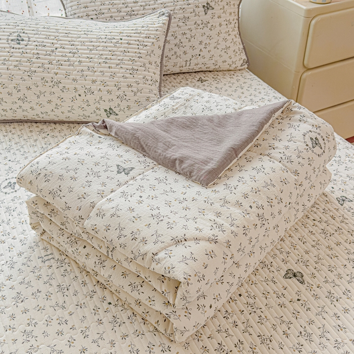 几禾 2026新款云感双层纱7A抗菌夏被四件套系列-栀夏系列 栀夏-困蝶