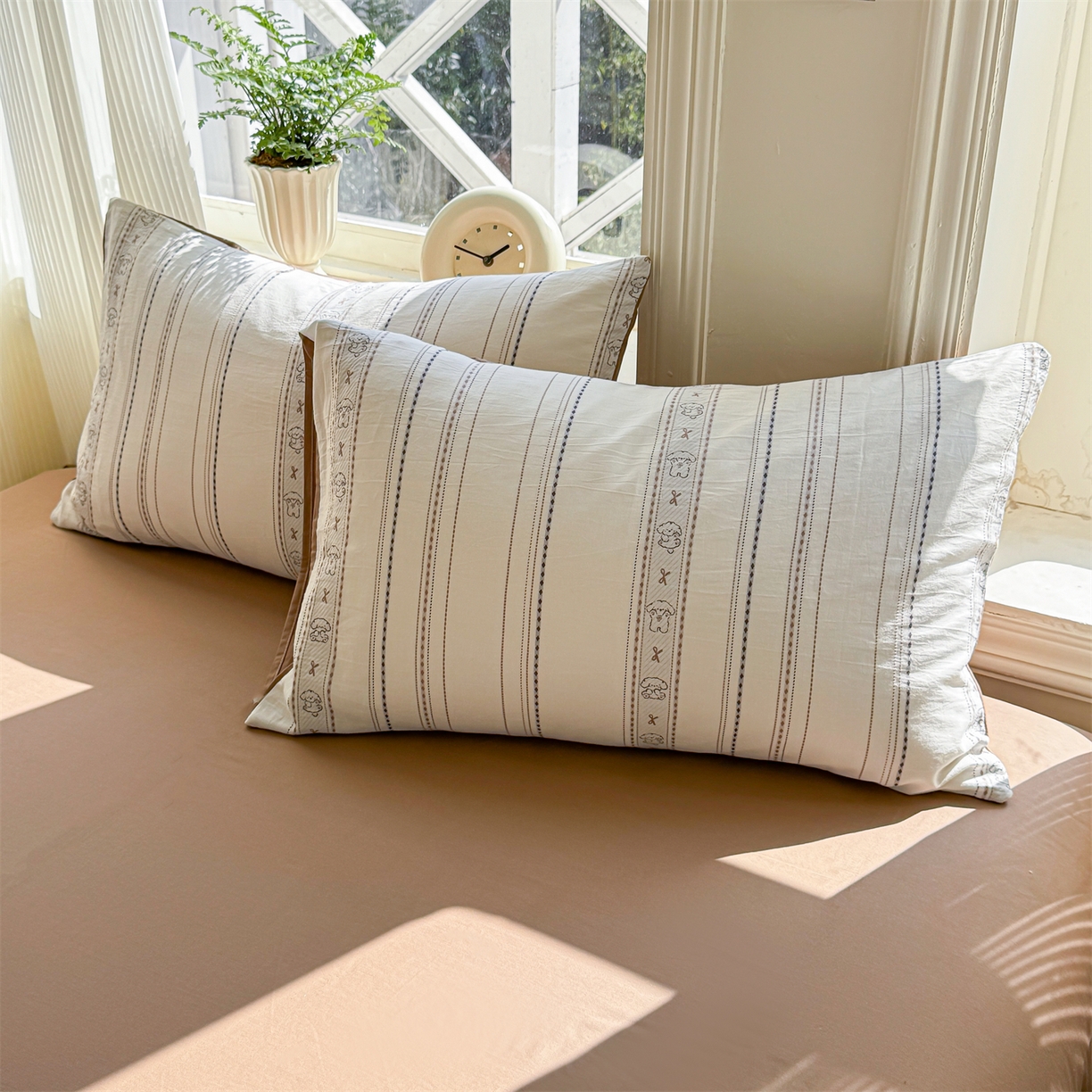 91家纺网 家纺一手货源 找家纺 灰鲸 2026新款全棉色织提花夏被夏凉被空调被 线条小狗-咖