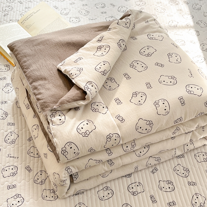 几禾 2026新款云感双层纱7A抗菌夏被四件套系列-栀夏系列 栀夏-猫咪