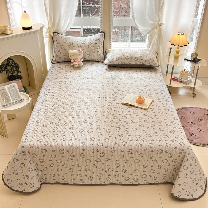 91家纺网 家纺一手货源 找家纺 几禾 2026新款云感双层纱7A抗菌夏被四件套系列-栀夏系列 栀夏-猫咪