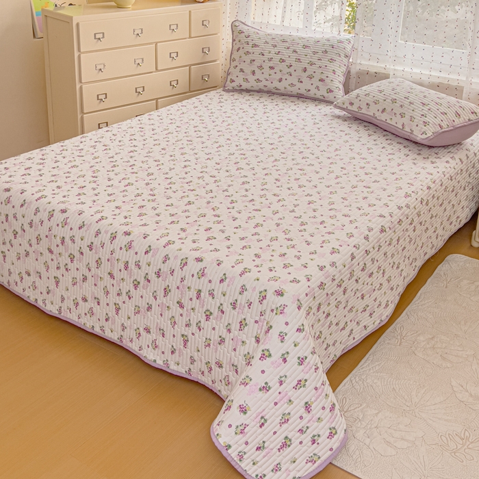 91家纺网 家纺一手货源 找家纺 几禾 2026新款云感双层纱7A抗菌夏被四件套系列-栀夏系列 栀夏-葡萄多多