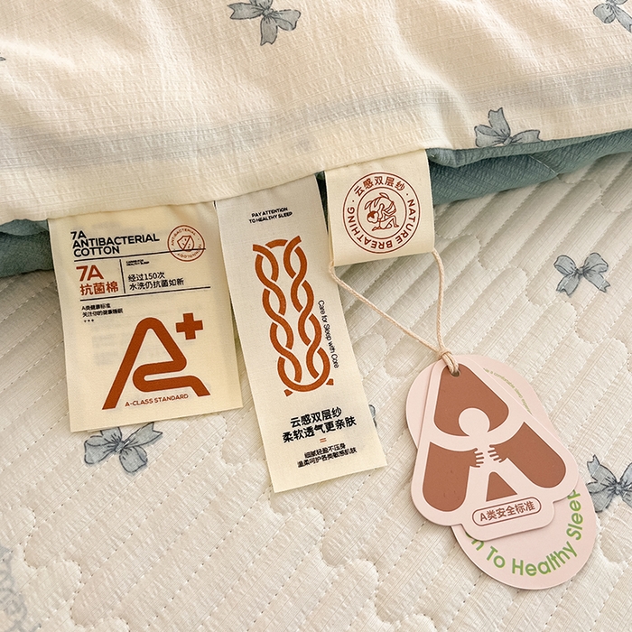 91家纺网 家纺一手货源 找家纺 几禾 2026新款云感双层纱7A抗菌夏被四件套系列-栀夏系列 栀夏-倾结
