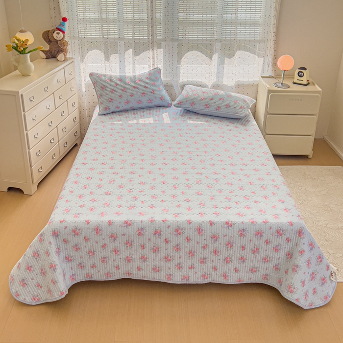 91家纺网 家纺一手货源 找家纺 几禾 2026新款云感双层纱7A抗菌夏被四件套系列-栀夏系列 栀夏-清风雨雾蓝