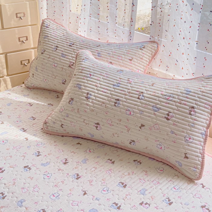 91家纺网 家纺一手货源 找家纺 几禾 2026新款云感双层纱7A抗菌夏被四件套系列-栀夏系列 栀夏-晴天小猫