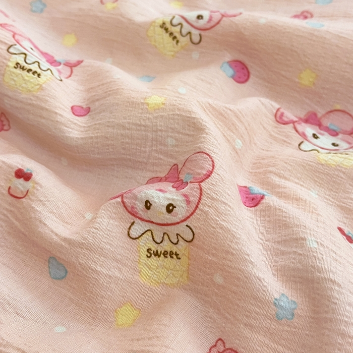 91家纺网 家纺一手货源 找家纺 几禾 2026新款云感双层纱7A抗菌夏被四件套系列-栀夏系列 栀夏-甜心兔