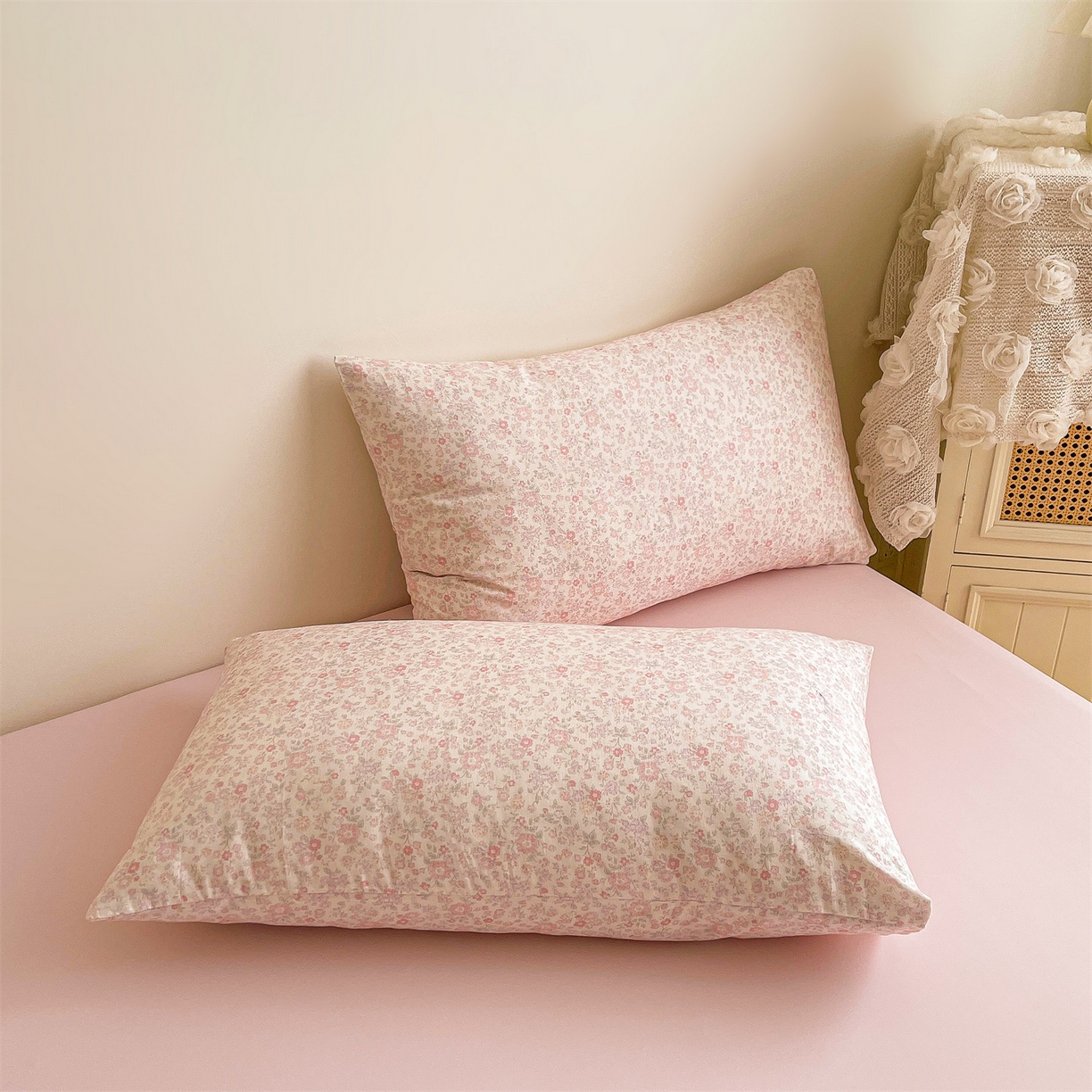 91家纺网 家纺一手货源 找家纺 小禹仔家纺 2026新款A类印花双层纱凉感大豆夏被 花喃-粉