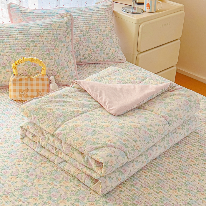 几禾 2026新款云感双层纱7A抗菌夏被四件套系列-栀夏系列 栀夏-童话花岛