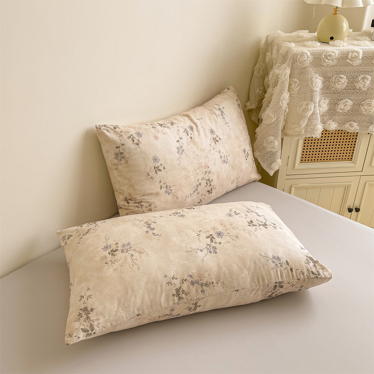 91家纺网 家纺一手货源 找家纺 小禹仔家纺 2026新款A类印花双层纱凉感大豆夏被 花前月夏-米