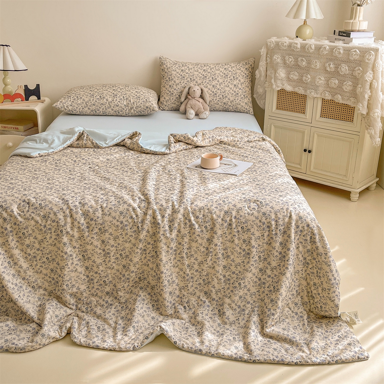 91家纺网 家纺一手货源 找家纺 小禹仔家纺 2026新款A类印花双层纱凉感大豆夏被 江南