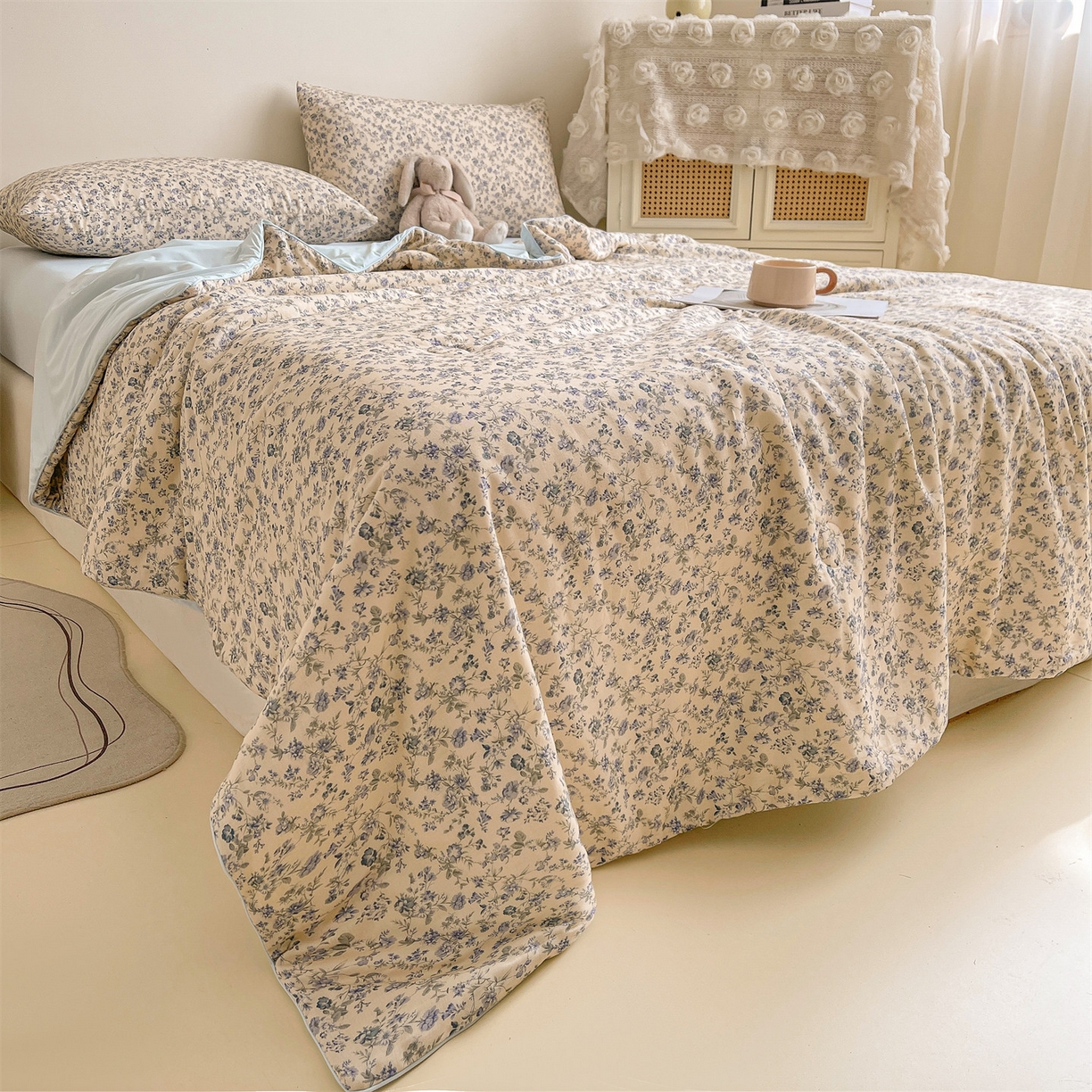 91家纺网 家纺一手货源 找家纺 小禹仔家纺 2026新款A类印花双层纱凉感大豆夏被 江南