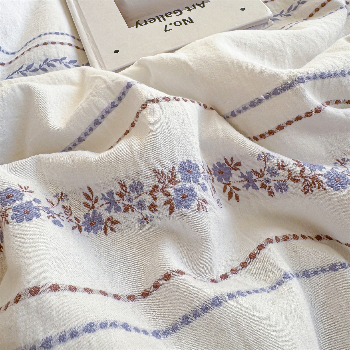 91家纺网 家纺一手货源 找家纺 灰鲸 2026新款全棉色织提花夏被夏凉被空调被 罗兰-蓝